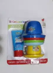 Cocomelon Bathtub Fun Body Wash And Stacking Cups 6 Piece Set Berry Scented 3+