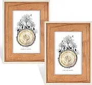 2 Pack 5x7 Picture Frame, Wall Mount Wooden Photo Frame Glass Gifts for Wedding Friends Family, Table top Stand Frame & Wall Frame,Desktop Display