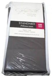 Jaclyn Smith Solid Smoked Pearl/Gray Standard Cotton Sateen 2 Pillowcases 400 TC