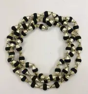 Black TULSI TULASI Mala with 925 Sterling Silver Caps 23 inch F/S