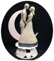 Wedding Cake Topper Modern Bride & Groom "Love is one heart shared by Two"