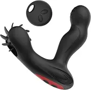 Prostate Stimulator with 12-Frequency Remote Control Vibrant Windmill Tongues for Men Women Couples,Black