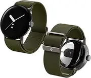 [Spigen] Lite Fit for Google Pixel Watch 3 41mm/2/1 Band, Easy Application Flexible Fabric Design, Lightweight Adjustable Loop Replacement Bands Slim Wristband - Khaki