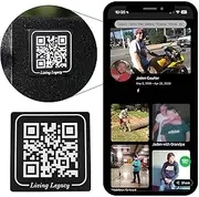 [Living Legacy] QR Code Memorial Plaque (2-Pack) - QR Code for Headstones - Personalized Memorial Tribute Webpage, Photos, Videos, Family Tree - 2x2
