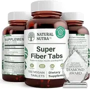 Natural Nutra Super Fiber Supplement with Oat, Psyllium Husk, Guar Gum, Colon Support Supplement, Calcium Polycarbophil, Boost Heart Health, Protect Skin Health, Weight Loss, 100 Vegan Tablets