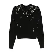 [R13] R13 Safety-pin Embellished Crew-neck Sweatshit S BLACK