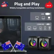 Surround Sound System LED Speakers Gaming Bass USB Wired for Desktop Computer VP