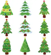 45PCS Christmas Tree Cutouts for Bulletin Board Decoration, Christmas Tree Paper