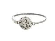 Worn Silvertone Peace Hook Style Bracelet ~ Gift Idea!