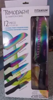 Tomodachi Rainbow Titanium Coated Stainless 12 pc Cutlery Set by Hampton Forge