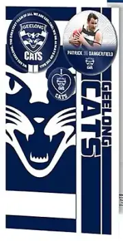 Geelong Cats Official AFL Logo Postcard Greeting Card with 3 Pin On Metal Badges