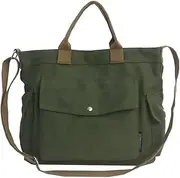 [YILCER] Canvas Tote Bag for Women, School Tote Handbag with Pockets and Compartments, Canvas Crossbody Bag Shoulder Messenger Bag for Women Men School University Work Travel