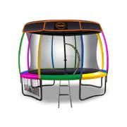 Kahuna Trampoline 16 Ft With Basketball Set And Roof Cover - Rainbow