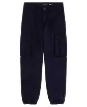 Guess Cargo Pants Big Boys 16 Smart Blue Solid Elastic Cuffs Zip/Button Closure