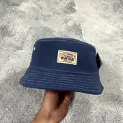 STUSSY CANVAS WORKGEAR BUCKET HAT NAVY - L/XL