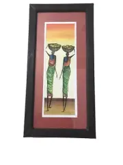 African Wall Art Two Women with Strapped babies and baskets on head Multicolor