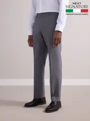 Neutral Slim Fit Signature Texture Marzotto Italian Fabric 100% Wool Suit Trousers (E82635) | $182