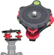 +/-5° Precision Adjustment Photography Tripod Leveler Tri-Wheel Leveling Base