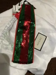NEW GUCCI Sequin Green Red Stripe Headband 100% Authentic One Size