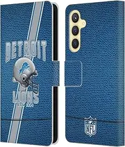 Head Case Designs Officially Licensed NFL Football Stripes Detroit Lions Logo Art Leather Book Wallet Case Cover Compatible with Samsung Galaxy S23 FE 5G