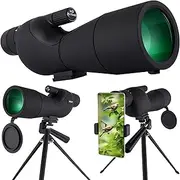 25-75x60 Spotting Scope for Shooting - HD Spotting scopes for Target Shooting with Tripod Carrying Case and Smartphone Adapter, Direct View Birdwatching Scope for Shooting, Hunting,