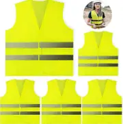 5 Pack Hi Vis Vests,safety Vests,standard Size Reflective High Visibility Vests,unisex Hi Vis Jacket For Traffic Work, Running, Surveyor fluorescen...