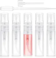 JIYIN Pack of 5 Mini Perfume Refillable, 5 ml Empty Spray Bottles, Perfume Atomiser, Refillable Perfume Atomiser, Pocket Atomiser, Portable Perfume Spray Bottle for Travel, Going Out
