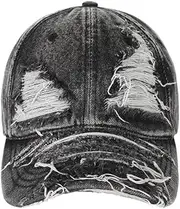 [haozaikeji] Unisex Denim Distressed Baseball Cap Washed Vintage Trucker Cotton Dad Hat Snapback Summer Outdoor Sports Casual Sun Hat Adjustable Stylish Comfortable Hiking Driving fishing cap for Mens Women
