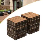 36 Pack Interlocking Wood Patio Deck Tiles 12" x 12" Indoor Outdoor Flooring