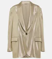 [Brunello Cucinelli] Brunello Cucinelli Metallic gabardine blazer AU 16 gold
