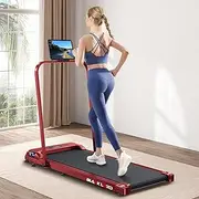 [Black Lord] Electric Walking Pad Foldable Treadmill Home Office Gym Exercise Machine 2.4HP Fitness Equipment Under Desk with Bluetooth APP Remote Control, Cardio Aerobic Trainer for Jogging Running Red