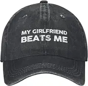 [zhusear] My Girlfriend Beats Me Cap for Trucker Adjustable Baseball Hat Cute Hat Black Baseball Cap, Black, One Size
