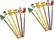 KICHOUSE 24pcs Christmas Pencil Stationery Creative Pencil Stationery Kit Pencil Christmas Stationery School Supplies Cartoon Pencil Wooden Pencil