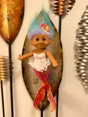 Vtg TROLL MY FIRST MERMAID Shiny Pink Hanger Poseable RARE 90s 11" RUSS BERRIE