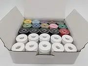 DOUBLELIN Prewound Bobbin, Size M, Style M, Multi-Color, 75pcs per Box, Plastic Sided, 40S/2 Polyester for Embroidery, Doublelin, Fit Machine Using Size M Bobbin (40S2, Multi-Color)
