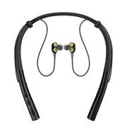 bluetooth V5.0 Wireless Neckband Headset Double Dynamic Drivers Noise Reduction Sports Earphone With Mic Earphone BLACK COLOR