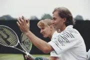 German tennis player Steffi Graf with her coach Swiss former tenni- Old Photo