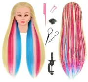 35 Inch Colorful Hair Mannequin Head Manikin Cosmetology Makeup Manican Doll