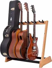 Nefelibata Guitar Stand Multi-Purpose 5 Stands Wooden Guitar Rack Floor Stand for Guitars and Cases, Electric Guitars, Acoustic Guitars, Bass Guitars, Cellos - Log