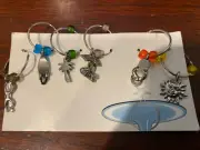 Wine Glass Charms Colorful Markers Tags Identification for Stem - Set of 6