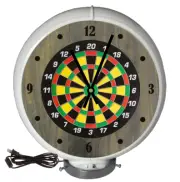 Darts Game Room, White Lighted Gas Pump Globe Advertising Style Quartz Clock