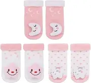 [PUPPET] Cute Baby Girl Rattle Socks Pink Boogies Set for infants 0-6 Months 3-Pack Plush Moon and Star Adorable Socks