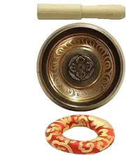 Meditation Singing Bowl, Tibetan Singing Bowl - Copper Prayer Pot Hand Percussion Instrument, Hand Tuning Bowl Compact Sound Bass Instrument for Desk Bookshelf Display Stand