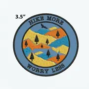 Hike More Worry Less Mountains Patch Embroidered Iron-on Applique Souvenir