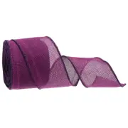 Burlap Ribbon Fabric Wired Edge Dark Purple 2-1/2 Inch x 10 Yard for Wrapping