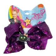 Jojo Siwa Halloween Hair Bow Clip Purple Sequin Cat Light Up LED Ribbon Girl 6"