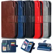 For iPhone 16 15 14 13 12 Pro Max XR XS SE 8 Plus Case Leather Wallet Flip Cover