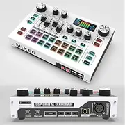 Professional Digital Mixer, USB Sound Interface Live Audio Mixer Sound Card Dual Core Digital Chip Sound Mixer, Support Dual Mic & Live & Headphones for Live Streaming Record