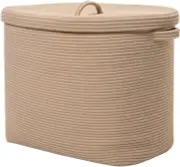Rectangular Extra Large Storage Basket with Lid, Cotton Rope Storage Baskets,...