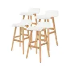 4 Pcs 74Cm Oak Wood Bar Stool Leather Sophia White